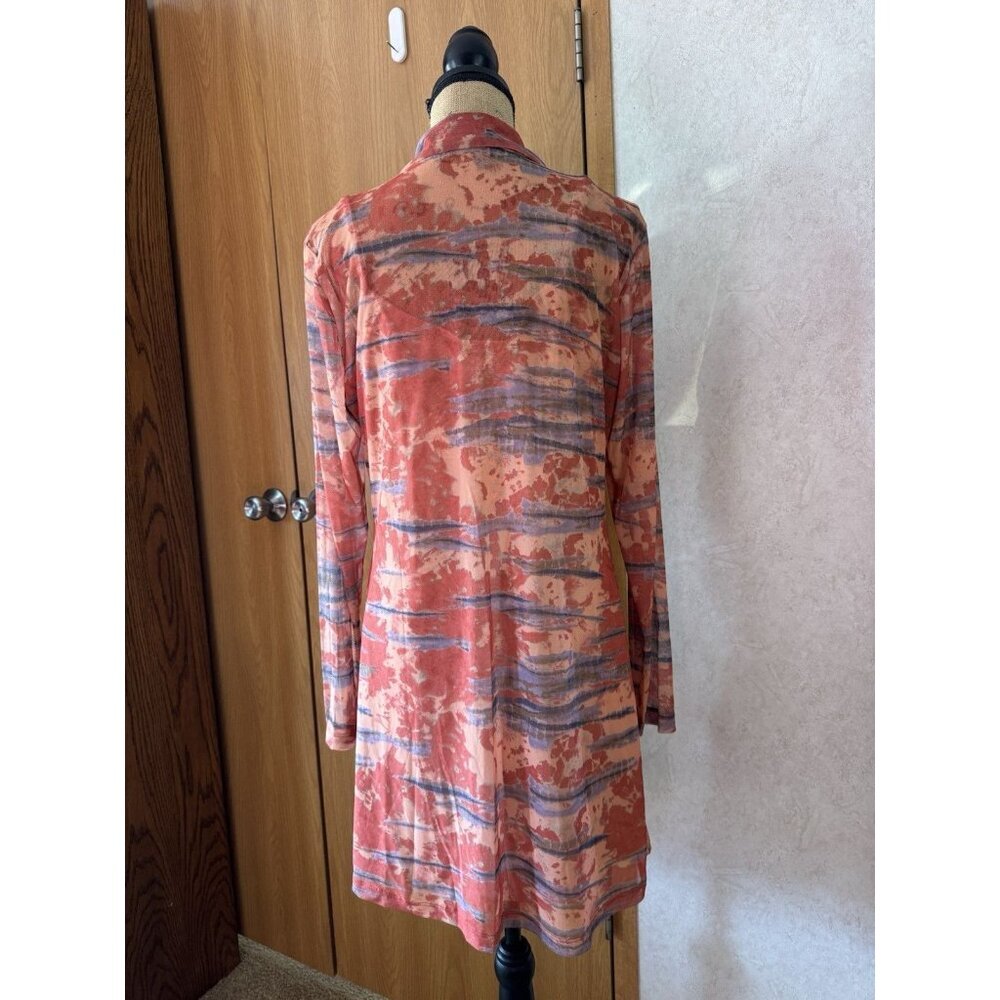 Womens 2 Sets Dress Orange Mesh Button Down Cover Up Slip Dress LARGE Beach Chic - Picture 4 of 11